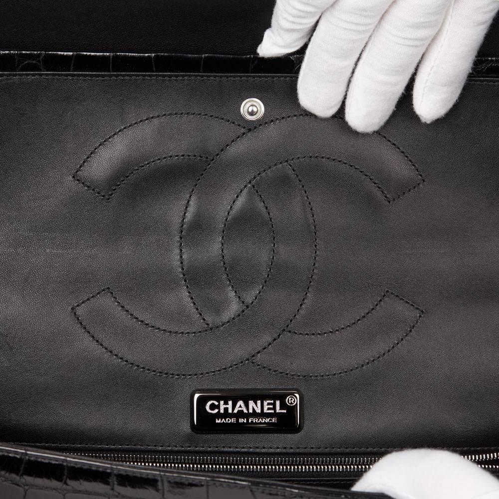 2011 Chanel Black Alligator Leather 2.55 Reissue 227 Double Flap Bag 5