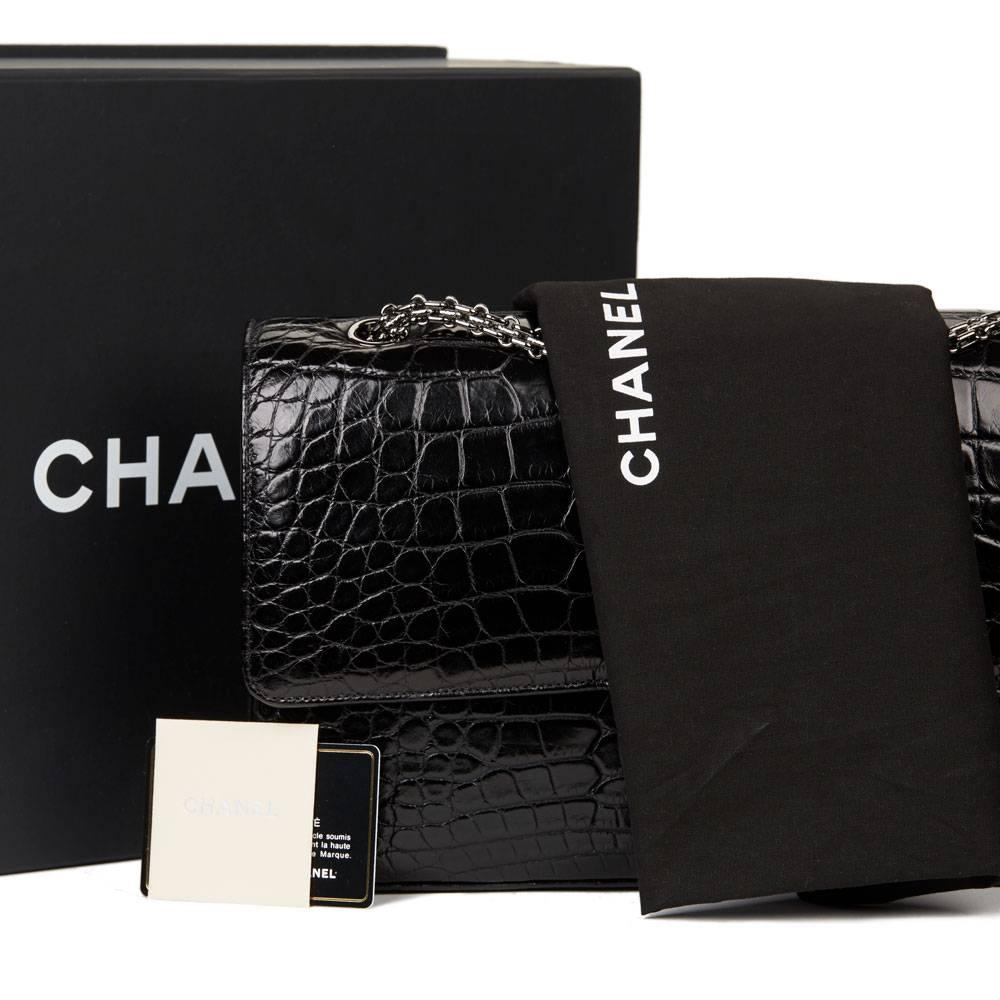 2011 Chanel Black Alligator Leather 2.55 Reissue 227 Double Flap Bag 6