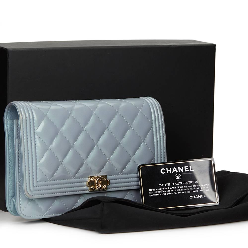 2016 Chanel Blue Quilted Iridescent Calfskin Boy Wallet-on-Chain WOC 3