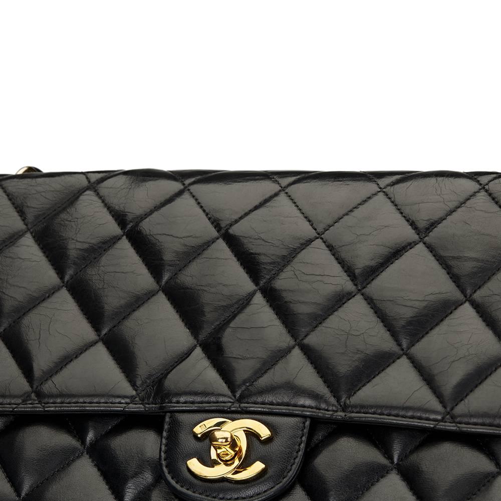 2000 Chanel Black Quilted Lambskin Jumbo XL Flap Bag 3