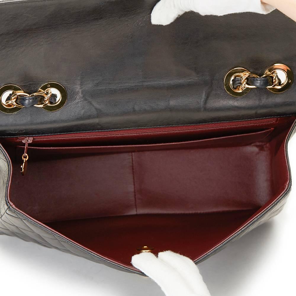 2000 Chanel Black Quilted Lambskin Jumbo XL Flap Bag 4
