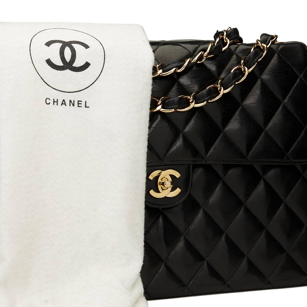 2000 Chanel Black Quilted Lambskin Jumbo XL Flap Bag 6