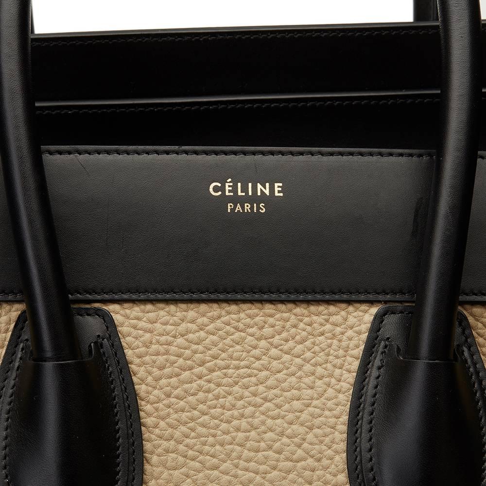 2015 Céline Blue, Beige, Black Tri-Colour Textured Calfskin & Suede Mini Luggage 4