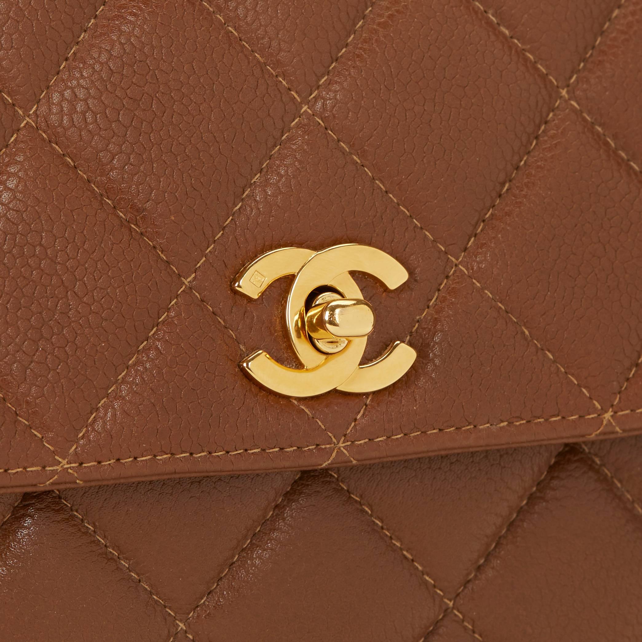 Women's 1990s Chanel Chocolate Brown Quilted Caviar Leather Vintage Single Flap Bag