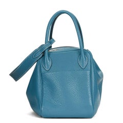 2010 Hermes Blue Jean Clemence Leather Lindy 30