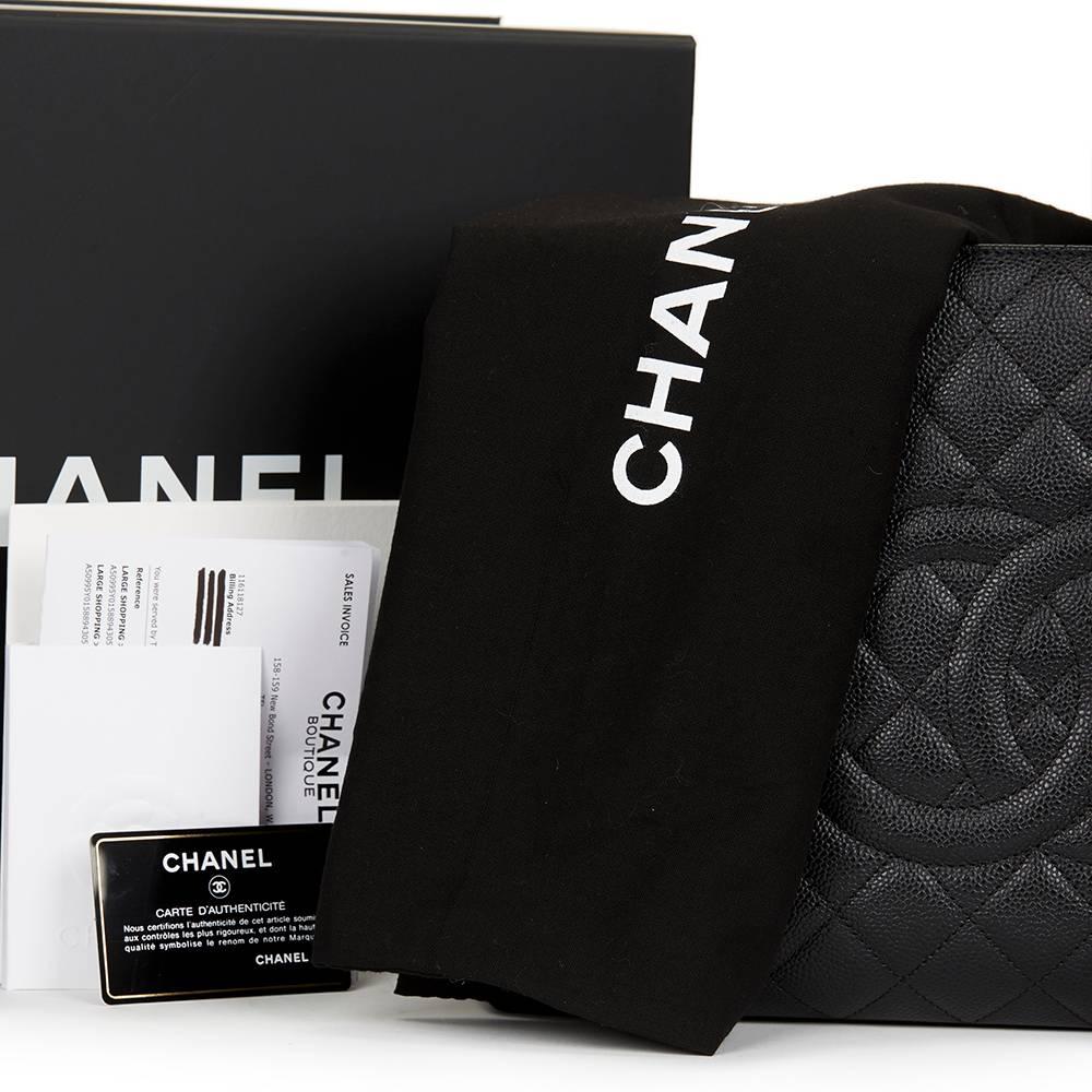 2013 Chanel Black Quilted Caviar Leather Grand Shopping Tote GST 6