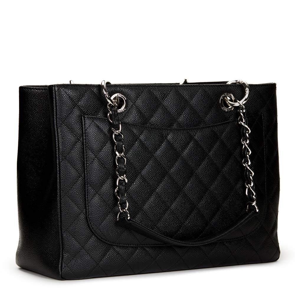 2013 Chanel Black Quilted Caviar Leather Grand Shopping Tote GST 4