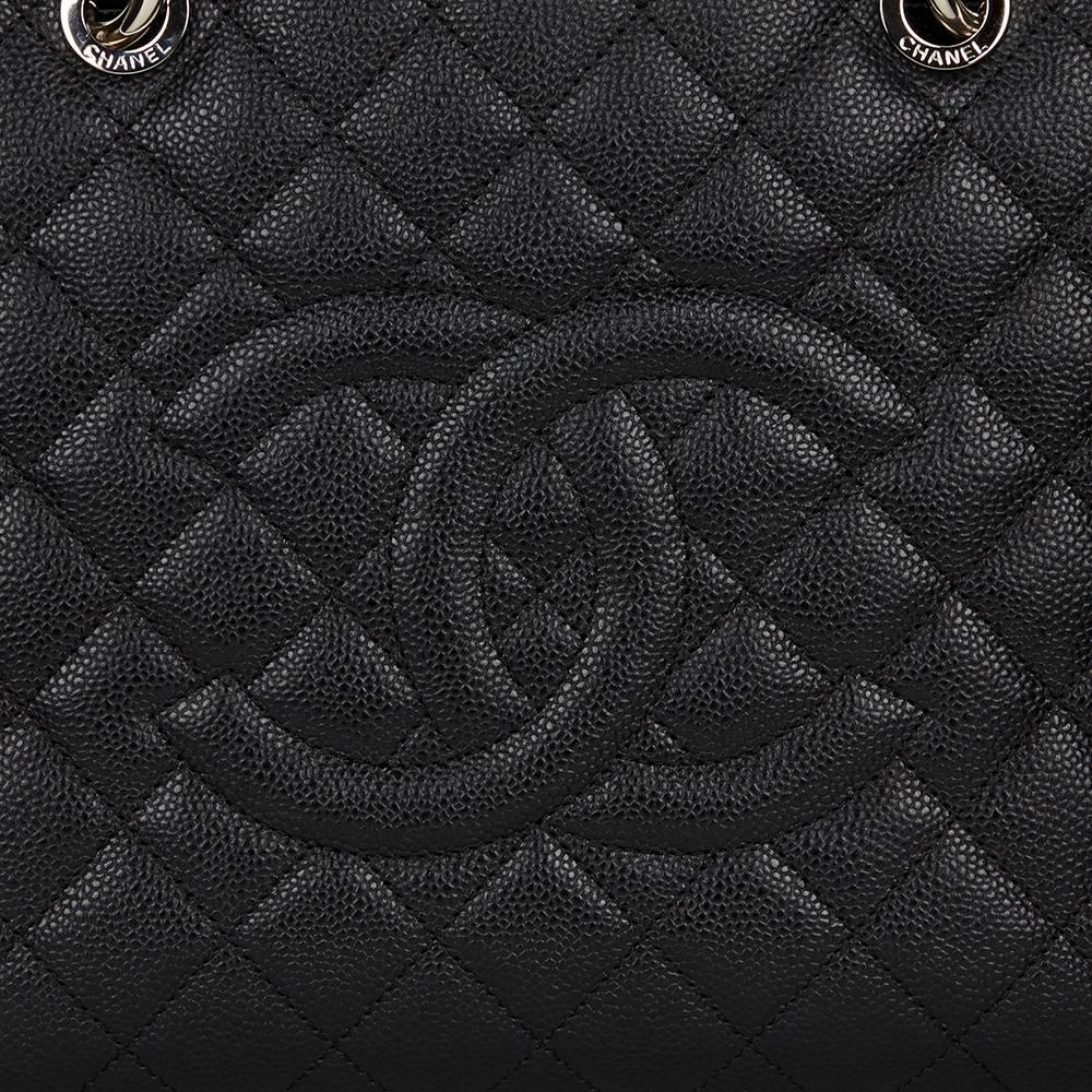 2013 Chanel Black Quilted Caviar Leather Grand Shopping Tote GST 5