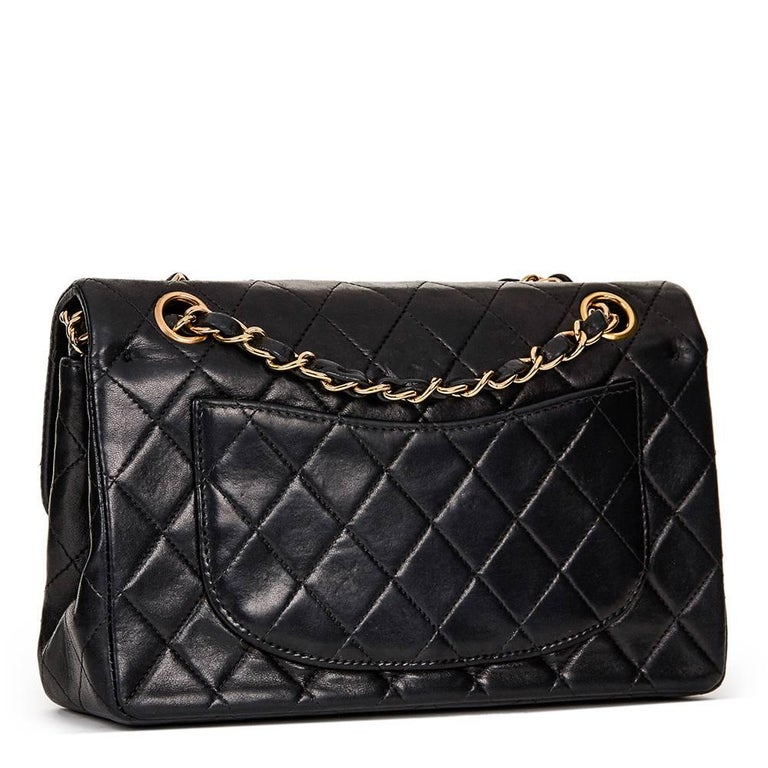 2001 Chanel Black Quilted Lambskin Vintage Small Classic Double Flap ...
