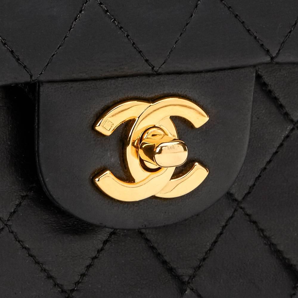 2001 Chanel Black Quilted Lambskin Vintage Small Classic Double Flap Bag 2