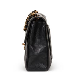 1990s Chanel Black Vertical Quilted Caviar Leather Vintage Jumbo XL Flap Bag