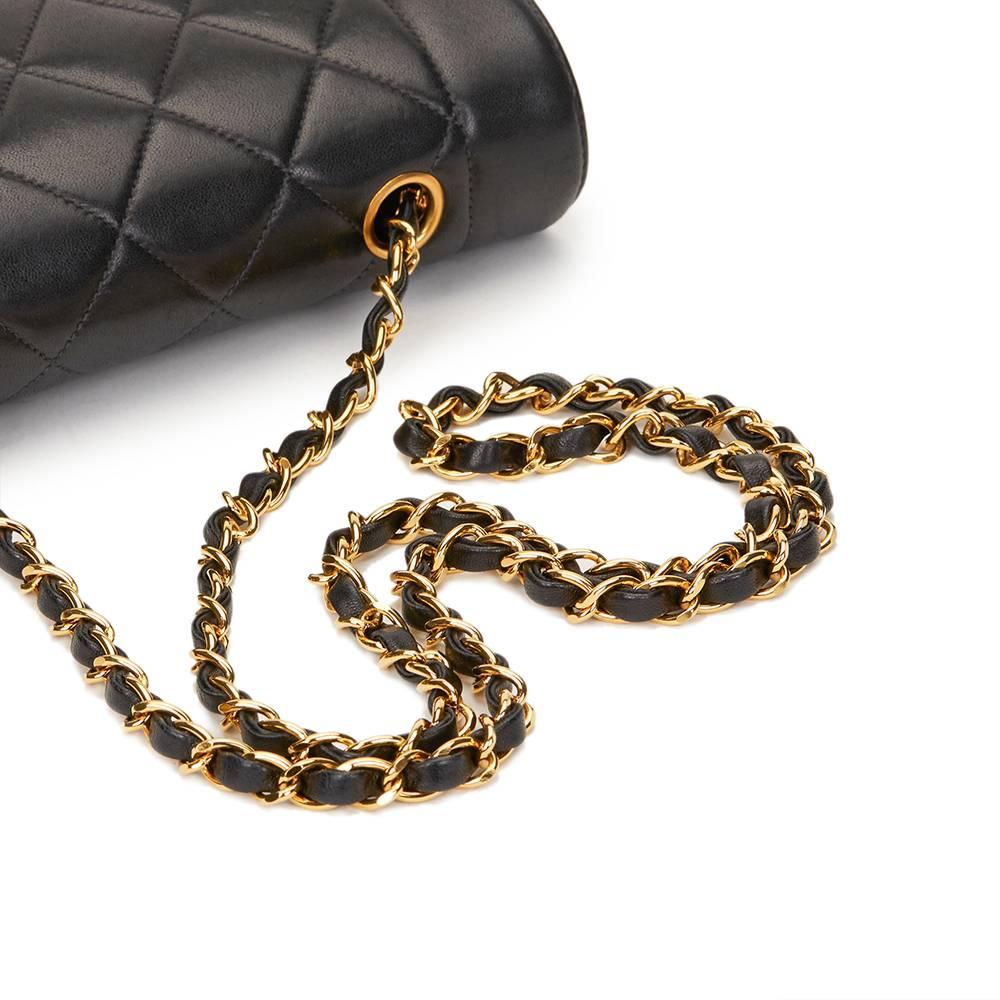 1990s Chanel Black Quilted Lambskin Vintage Small Diana Classic Single Flap Bag 2