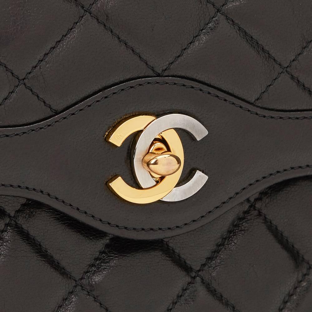 1990s Chanel Black Quilted Lambskin Vintage Limited Edition Classic Double Flap  5