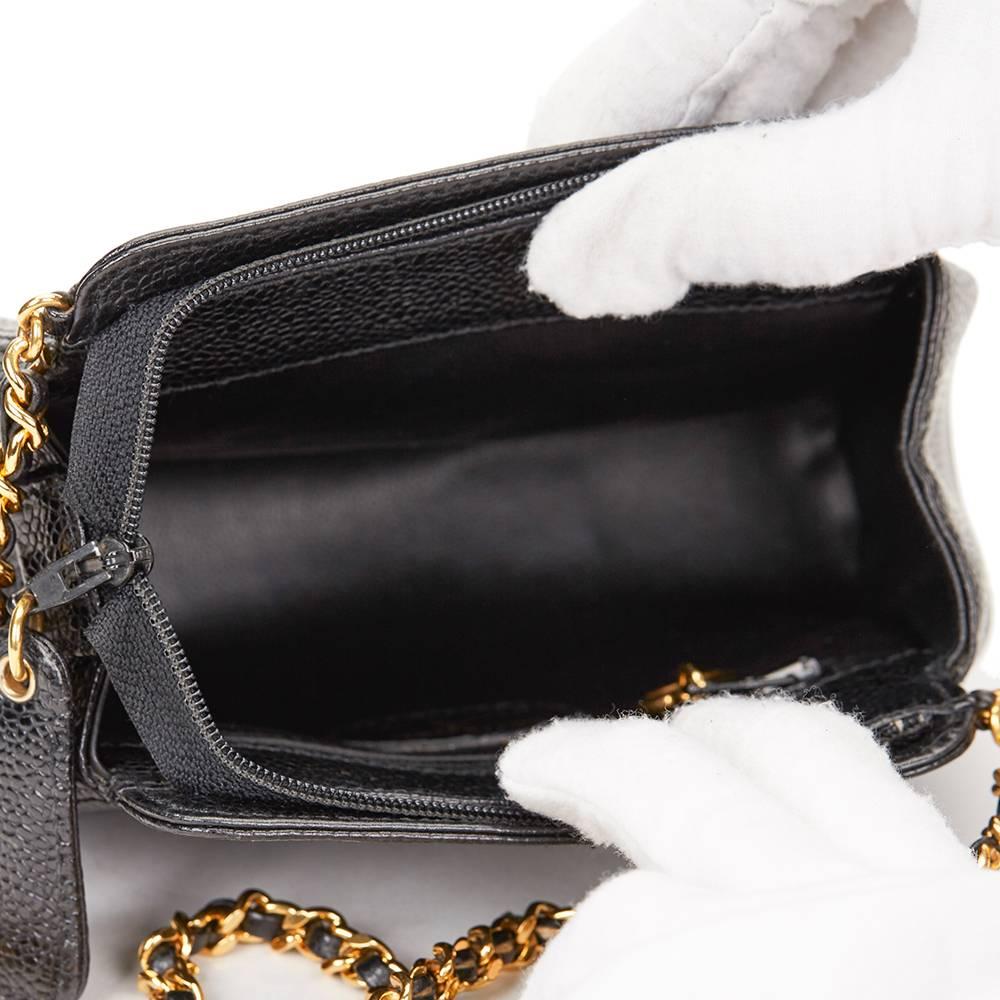 1990s Chanel Black Caviar Leather Vintage Mini Timeless Shoulder Bag 2