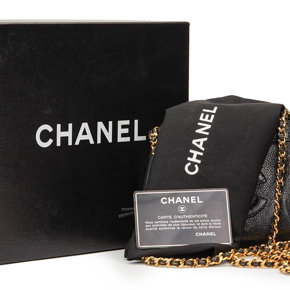 1990s Chanel Black Caviar Leather Vintage Mini Timeless Shoulder Bag 6