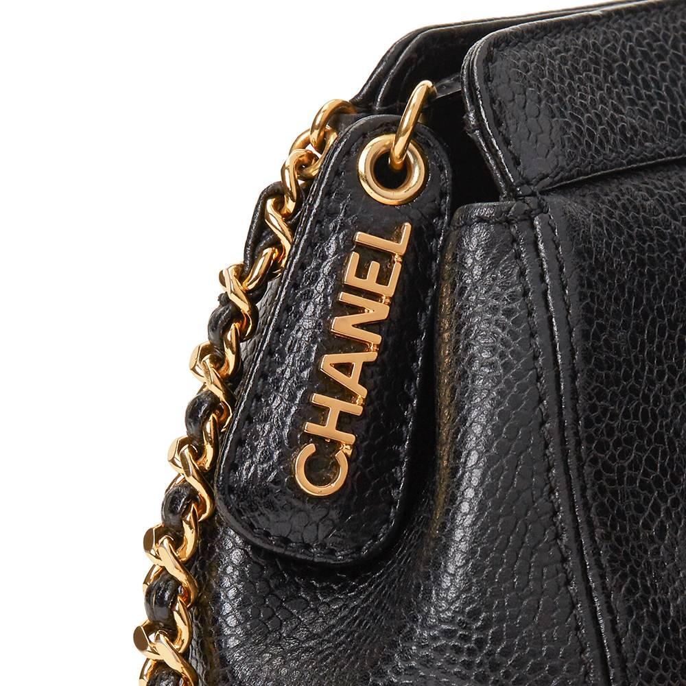 1990s Chanel Black Caviar Leather Vintage Mini Timeless Shoulder Bag 3
