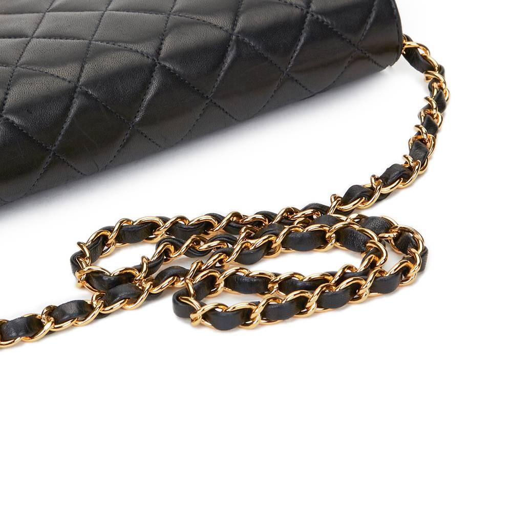 1990s Chanel Black Quilted Lambskin Vintage Classic Single Flap Bag 2