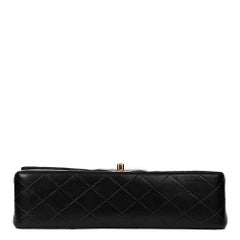 1990s Chanel Black Quilted Lambskin Vintage Medium Classic Double Flap Bag