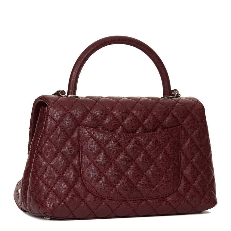 2016 Chanel Burgundy Quilted Caviar Leather Small Coco Handle at ...