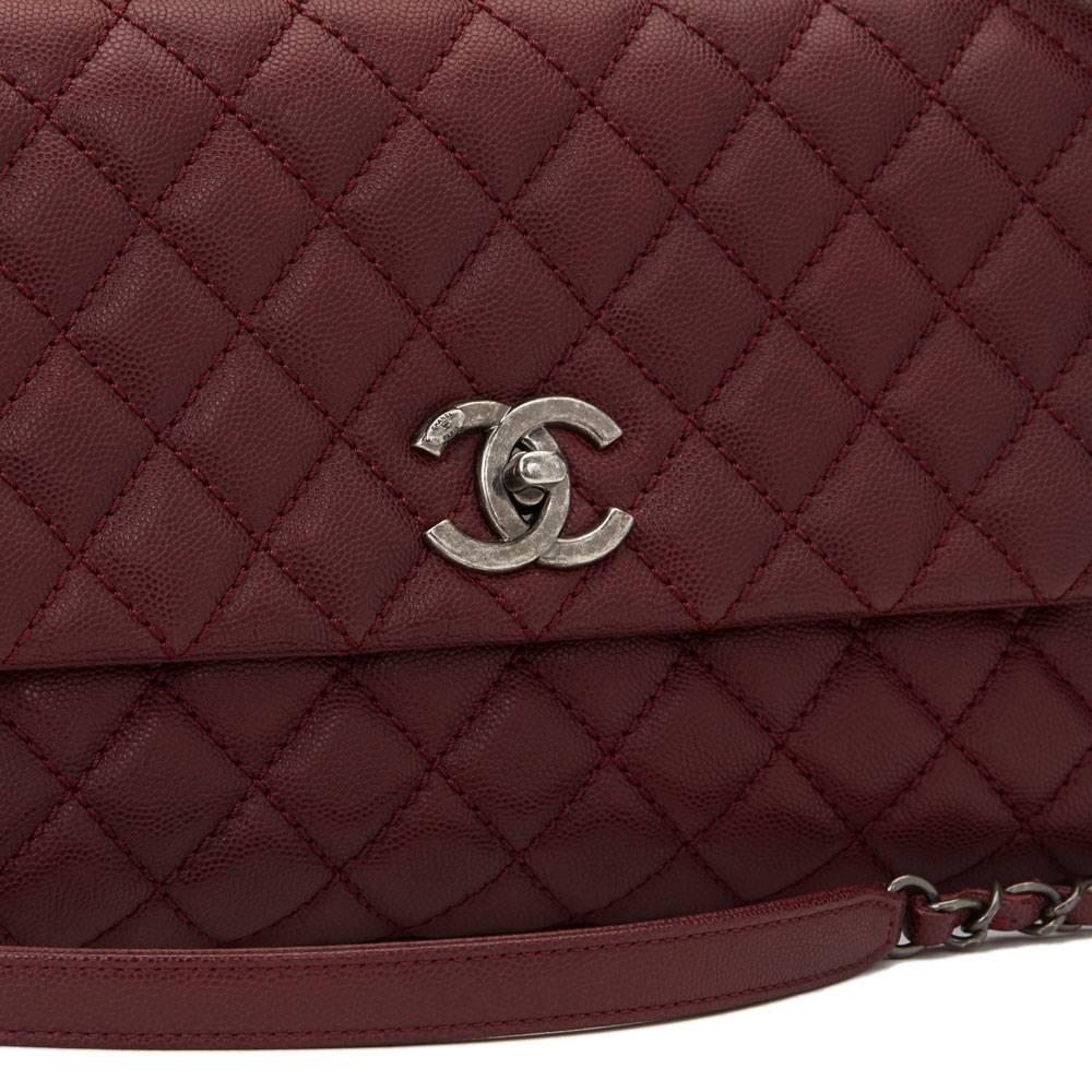 Women's 2016 Chanel Burgundy Quilted Caviar Leather Small Coco Handle