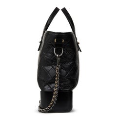 2017 Chanel Black Aged & Smooth Calfskin Leather Gabrielle Large Shopping Tote