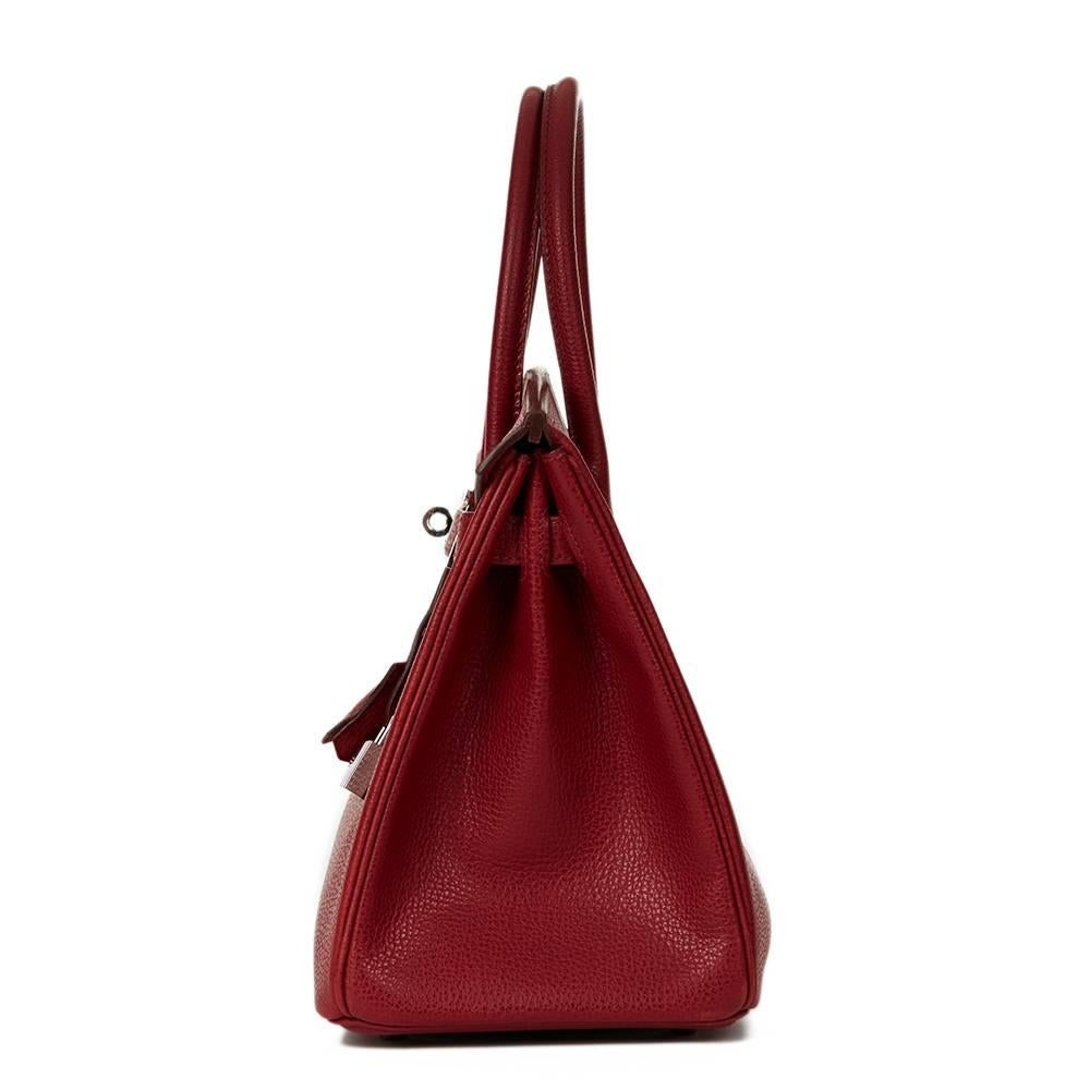 HERMÈS
Rouge Garance Vache Liégée Leather Birkin 30cm

This HERMÈS Birkin 30cm is in Very Good Pre-Owned Condition accompanied by Lock, Keys, Clochette, Rain Cover. Circa 2007. Primarily made from Vache Liégée Leather complimented by Palladium