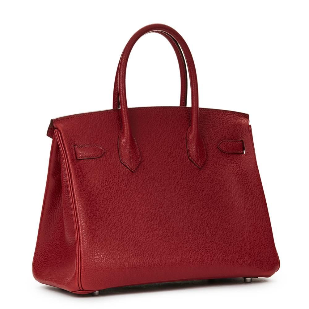 2007 Hermes Rouge Garance Vache Liégée Leather Birkin 30cm In Good Condition In Bishop's Stortford, Hertfordshire