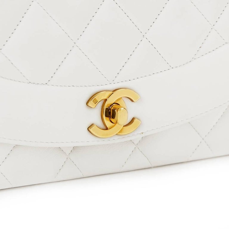 1990s Chanel White Quilted Lambskin Vintage Small Diana Classic Single Flap  Bag at 1stDibs