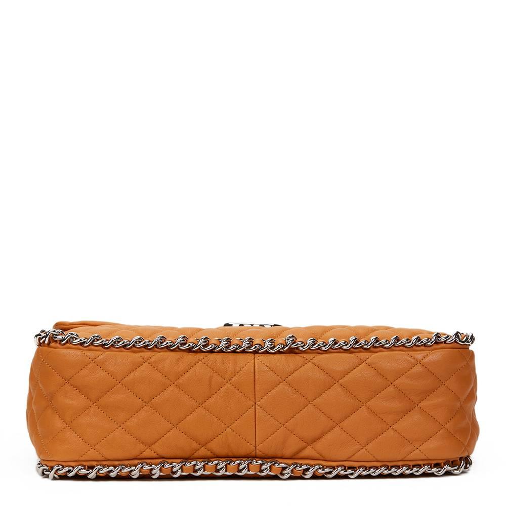 Women's 2012 Chanel Honey Beige Quilted Calfskin Chain Around Maxi Flap Bag