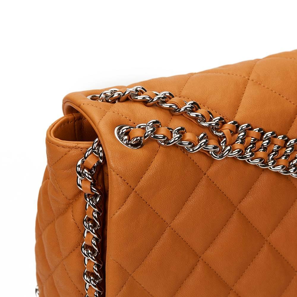 2012 Chanel Honey Beige Quilted Calfskin Chain Around Maxi Flap Bag 2