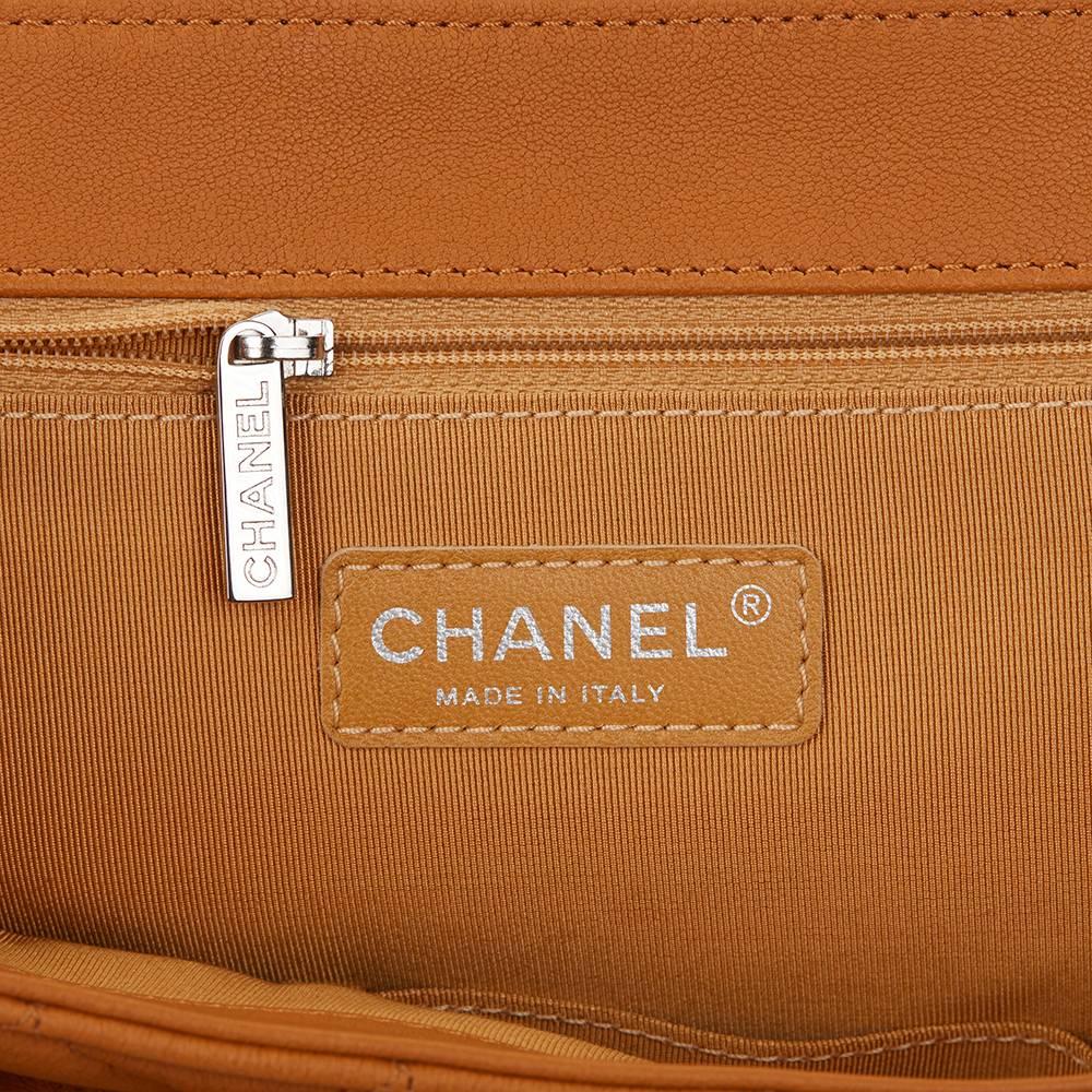 2012 Chanel Honey Beige Quilted Calfskin Chain Around Maxi Flap Bag 4