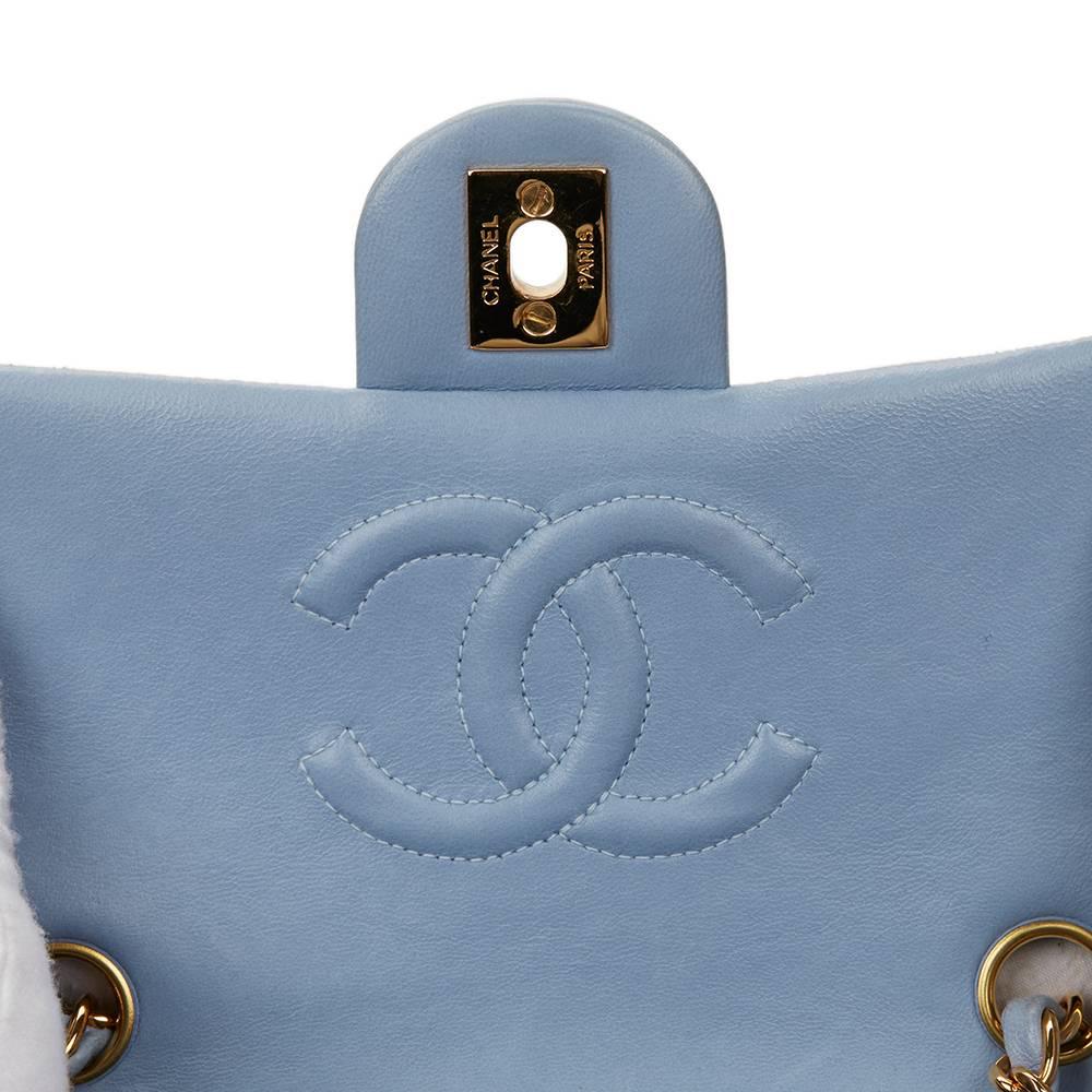 Gray 1990s Chanel Sky Blue Quilted Lambskin Vintage Mini Flap Bag