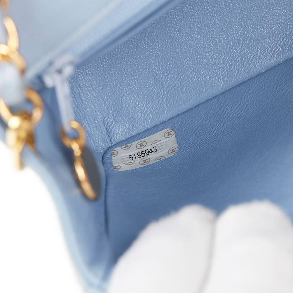1990s Chanel Sky Blue Quilted Lambskin Vintage Mini Flap Bag 1