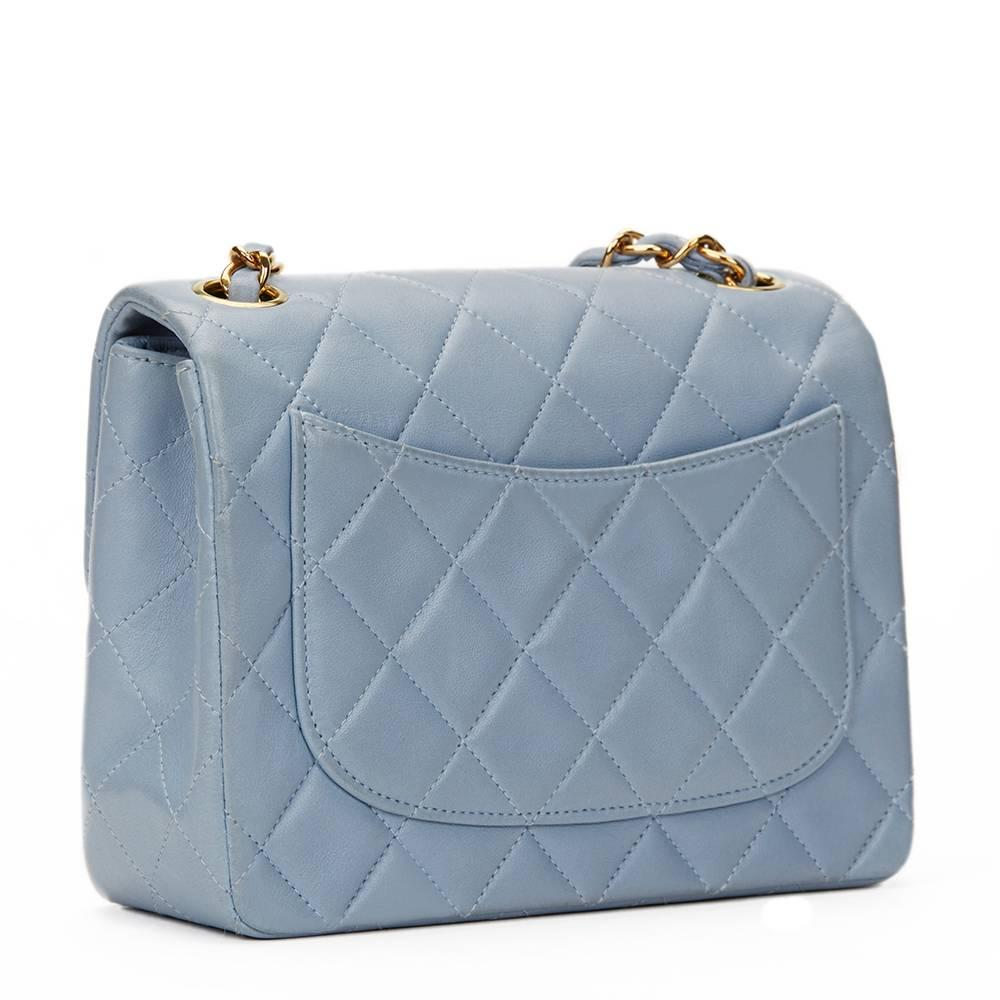 1990s Chanel Sky Blue Quilted Lambskin Vintage Mini Flap Bag 2