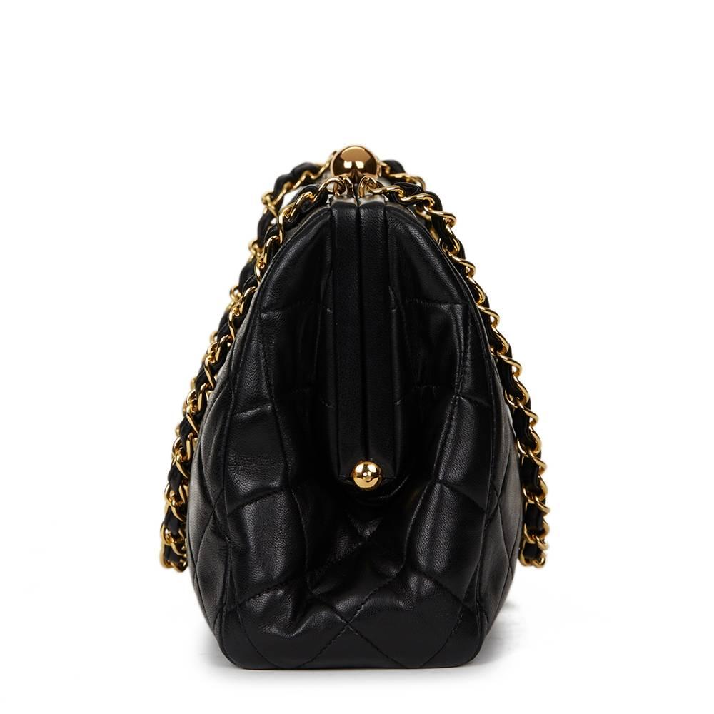 Women's 1990s Chanel Black Quilted Lambskin Vintage Timeless Frame Bag