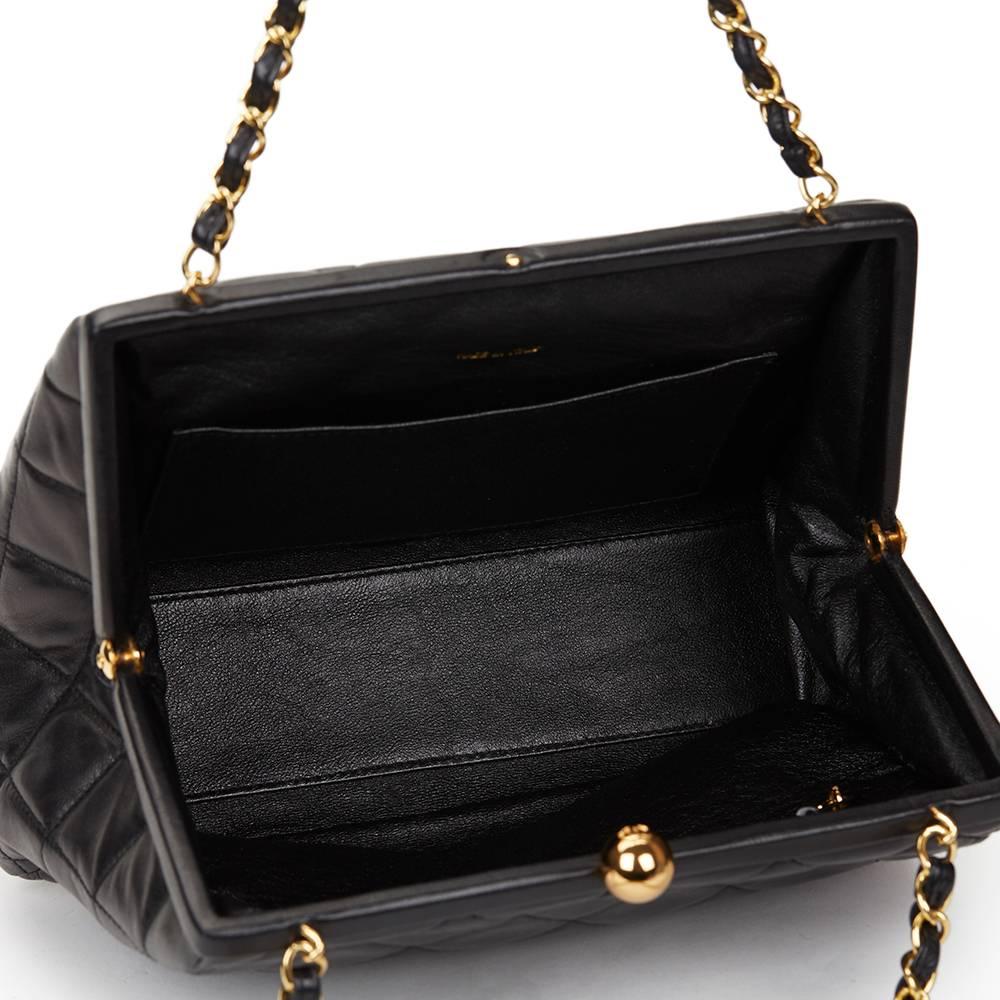 1990s Chanel Black Quilted Lambskin Vintage Timeless Frame Bag 3