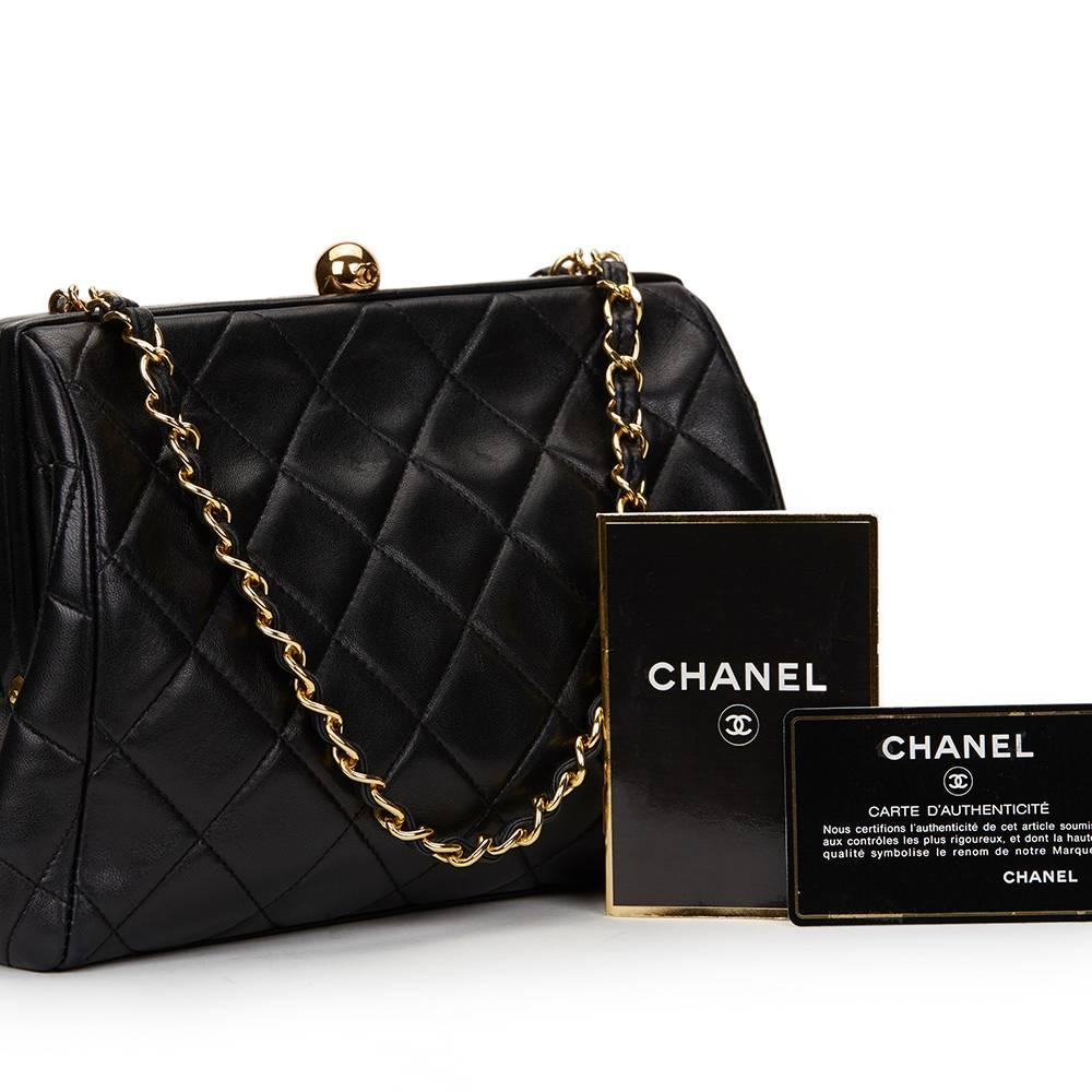 1990s Chanel Black Quilted Lambskin Vintage Timeless Frame Bag 6