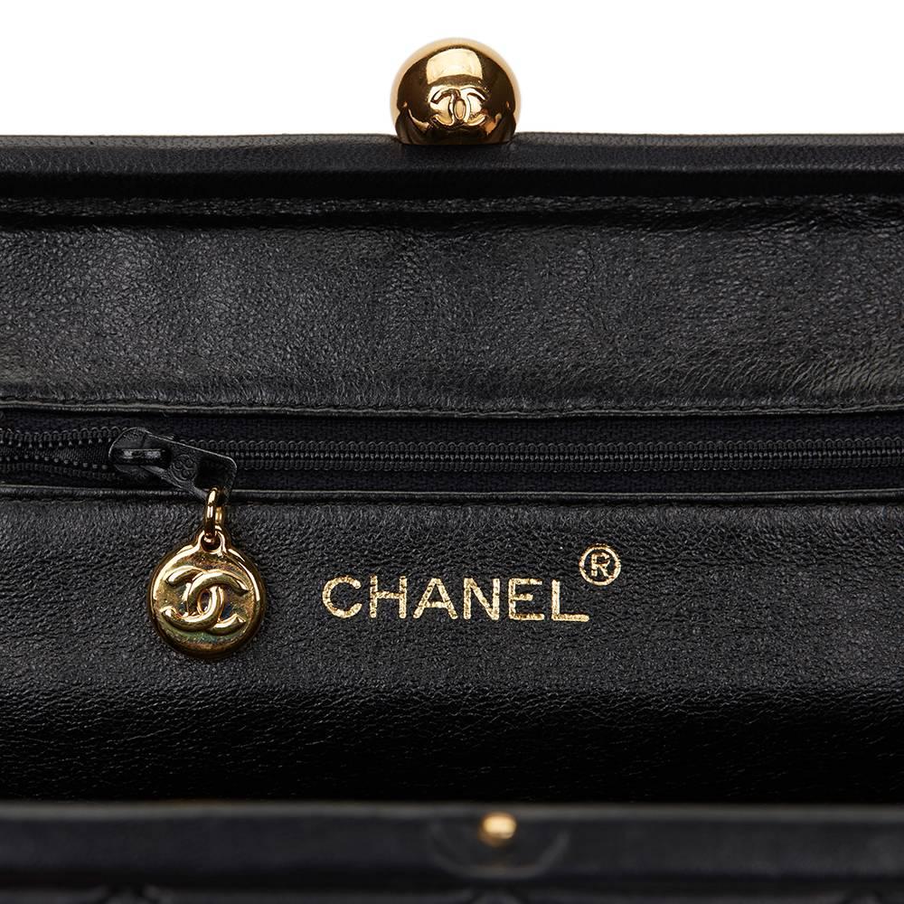1990s Chanel Black Quilted Lambskin Vintage Timeless Frame Bag 5