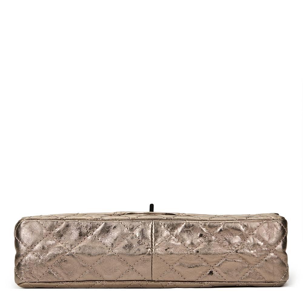 Women's 2000s Chanel Bronze Quilted Metallic Calfskin Leather 2.55 Reissue 226 Flap Bag