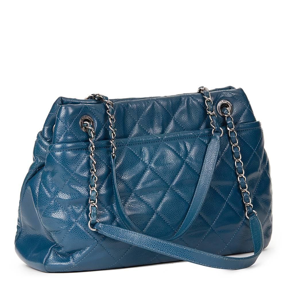 Women's 2010s Chanel Turquoise Quilted Caviar Leather Timeless Shoulder Bag
