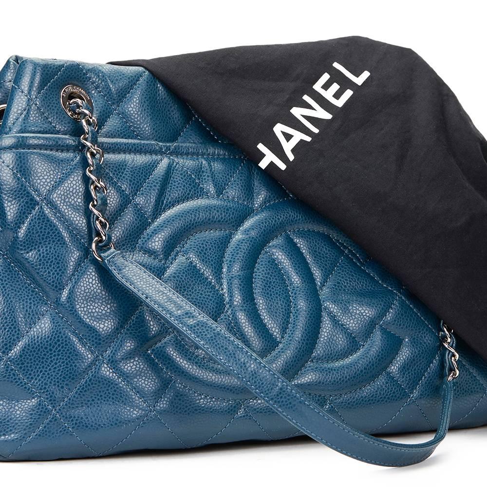 2010s Chanel Turquoise Quilted Caviar Leather Timeless Shoulder Bag 4