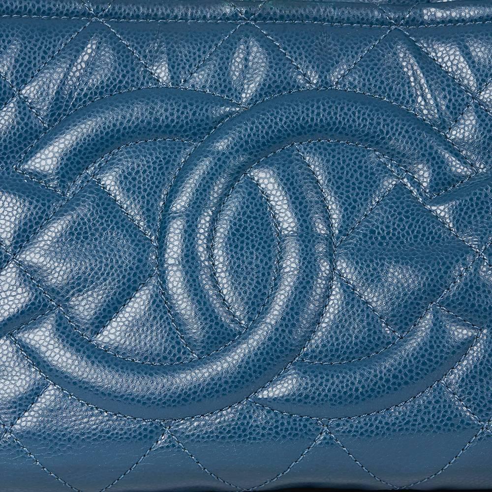 2010s Chanel Turquoise Quilted Caviar Leather Timeless Shoulder Bag 3