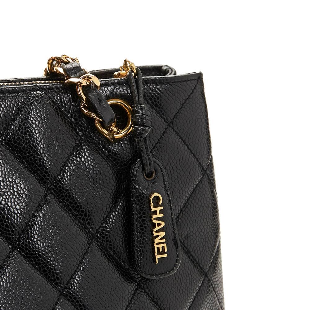 1990s Chanel Black Quilted Caviar Leather Vintage Timeless Shoulder Bag 3