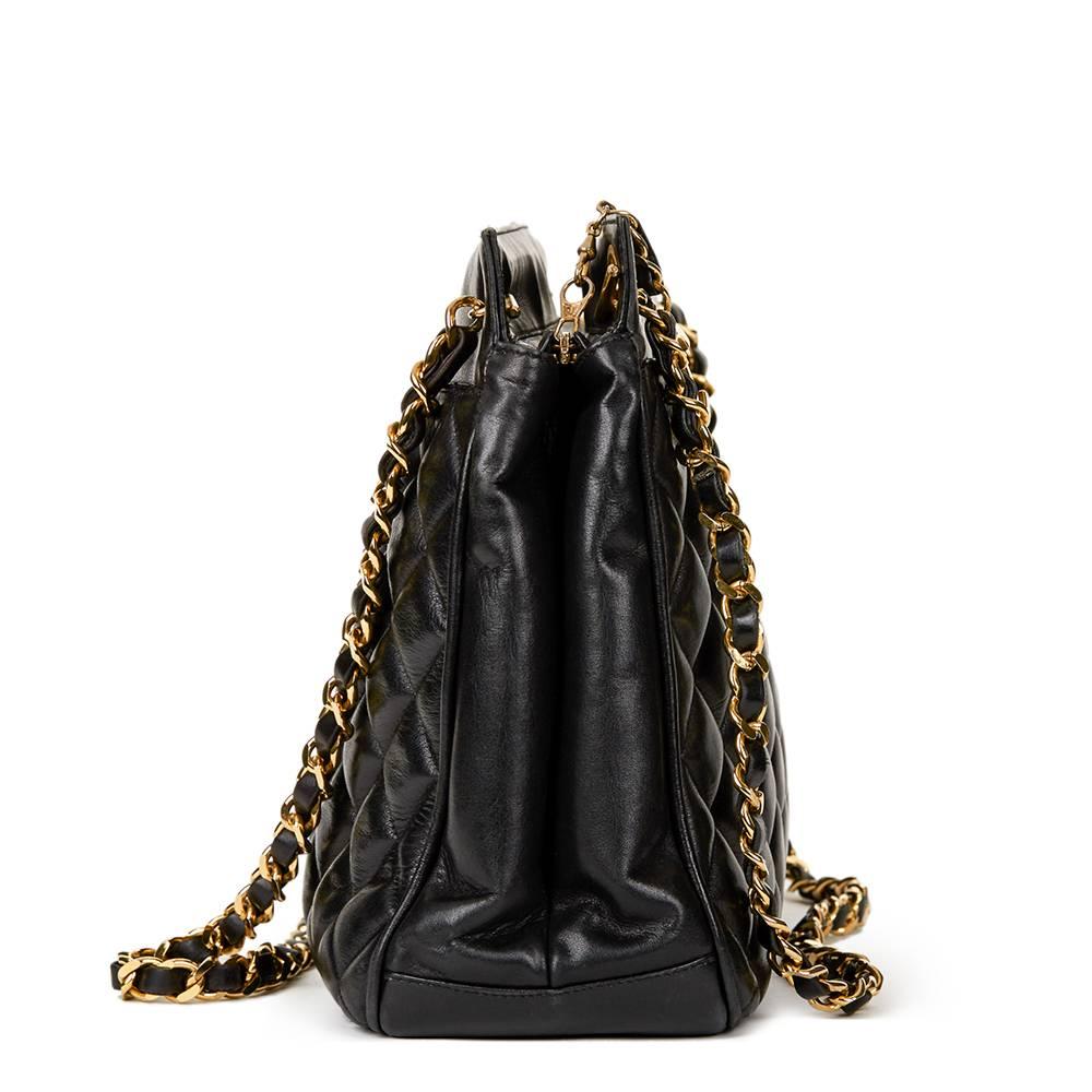 1990 Chanel Black Quilted Lambskin Vintage Timeless Shoulder Bag In Excellent Condition In Bishop's Stortford, Hertfordshire