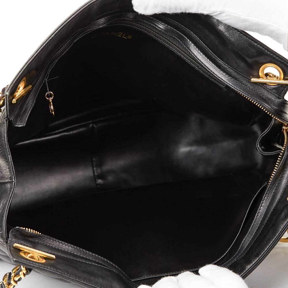 1990 Chanel Black Quilted Lambskin Vintage Timeless Shoulder Bag 3