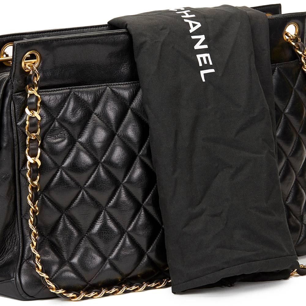 1990 Chanel Black Quilted Lambskin Vintage Timeless Shoulder Bag 6