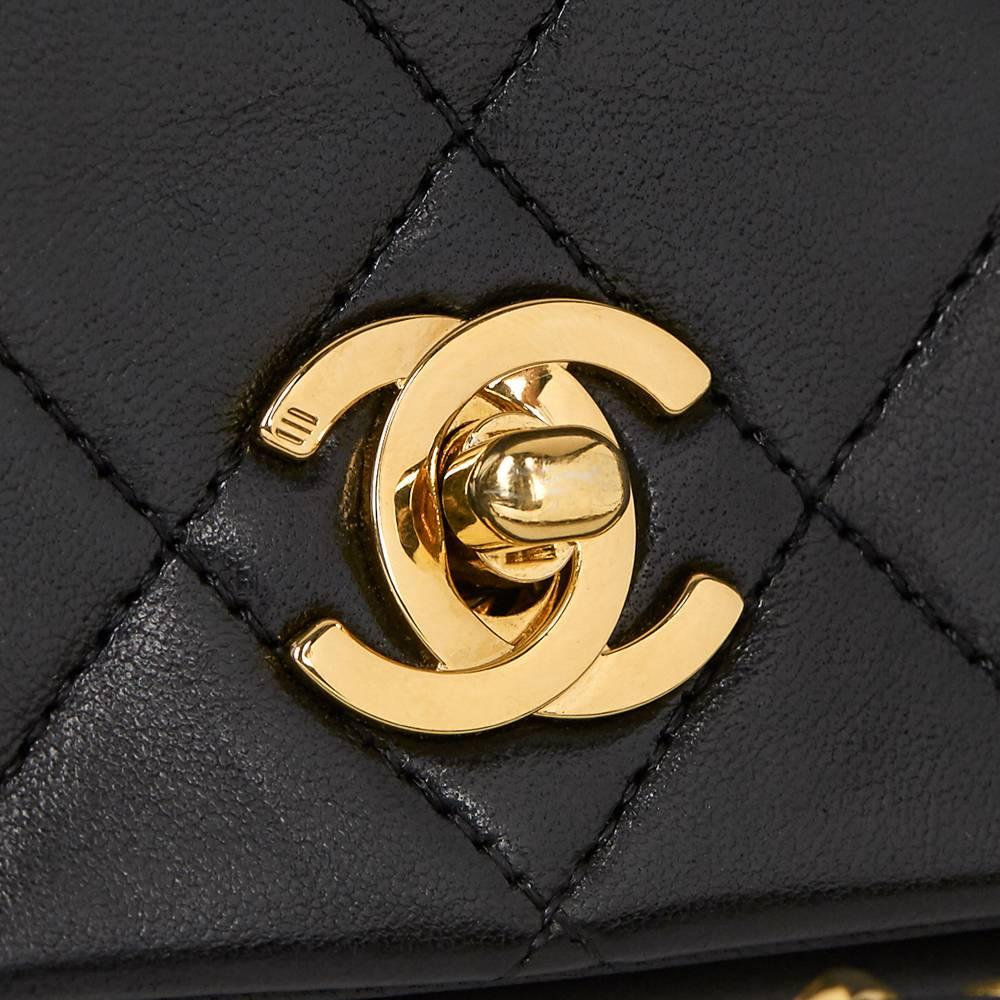 1990s Chanel Black Quilted Lambskin Vintage Mini Flap Bag 3