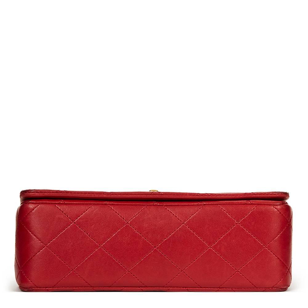 1990s Chanel Red Quilted Lambskin Vintage Mini Flap Bag In Good Condition In Bishop's Stortford, Hertfordshire