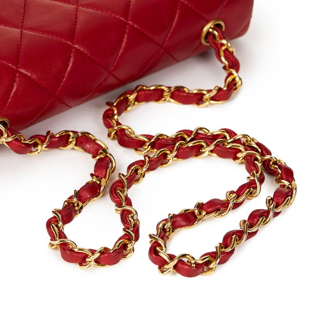Women's 1990s Chanel Red Quilted Lambskin Vintage Mini Flap Bag