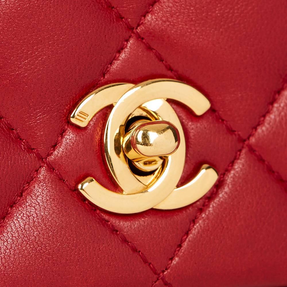 1990s Chanel Red Quilted Lambskin Vintage Mini Flap Bag 4